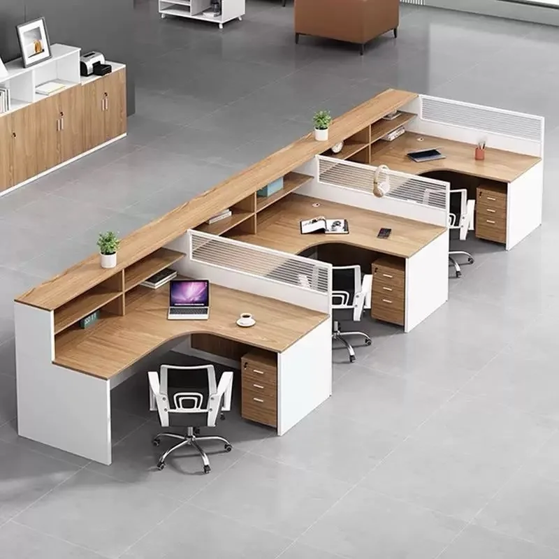 

gdFactory Wholesale Upscale Wooden Modern 4/6 Staff Desk and Chair Combination Office Furniture&