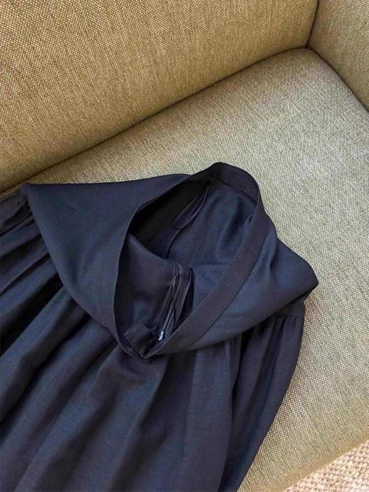 Abito a trapezio da donna coreano slimfit Gonne patchwork a pieghe a vita alta Gonna lunga alla caviglia quotidiana tinta unita primaverile