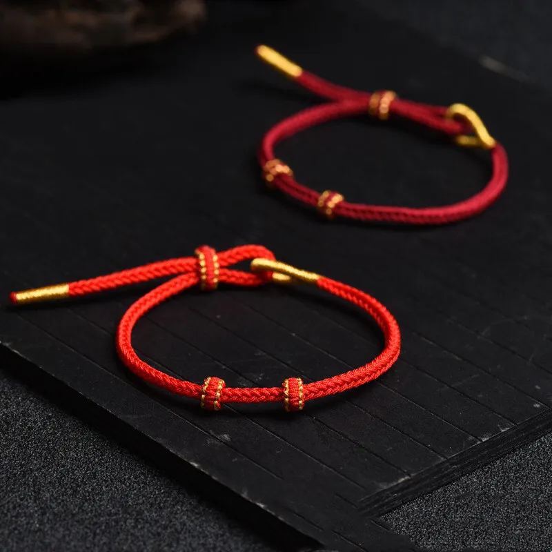 

Pure Handmade Straight Hair Semi Finished DIY Accessories Woven Zodiac Year Couple Red Hand Rope Wearable Gifts