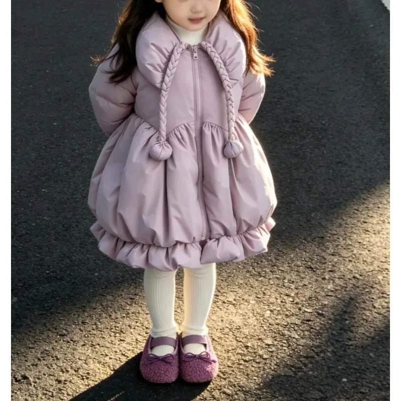 Girls' Winter Padded Jacket Winter Clothing New Baby Velvet Thickened Padded Jacket Children's Warm Padded Jacket Outside