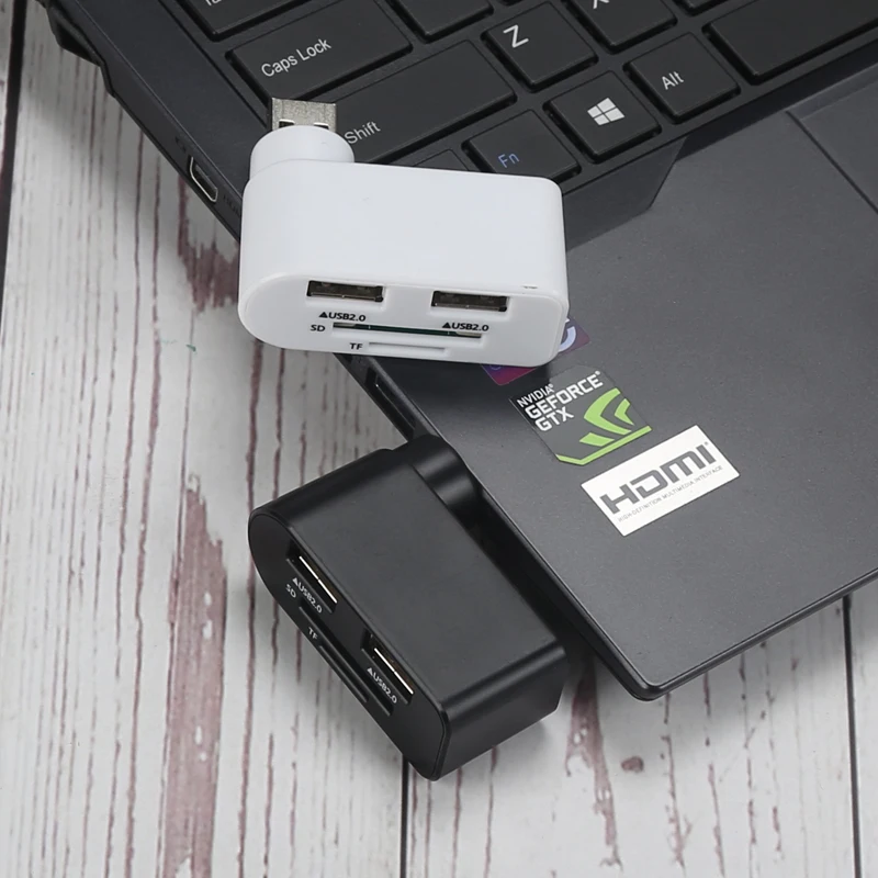 Rotated Usb 2.0 Hubs 2 Port Power Interface With TF SD USB Combo USB HUB Card Reader for Notebook Computer Laptop Accessories