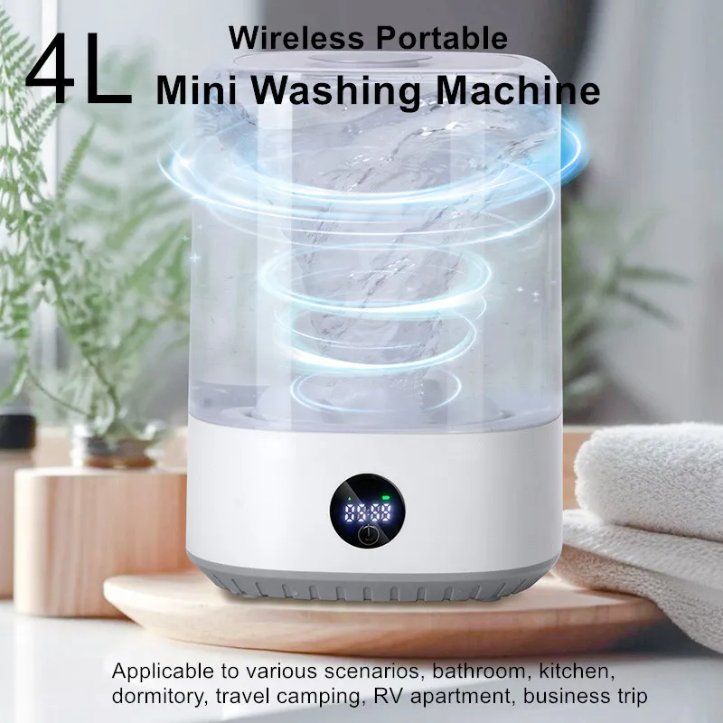 

Портативная беспроводная мини-стиральная машина 4 л: умная стирка с гигиеничным разделением и очисткой для белья и товаров для животных