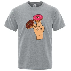 Two Donuts Are Needed Every Day Printed T-Shirts Men Casual Loose Clothing Oversized Summer Tops Cotton Hip Hop Harajuku Tshirts