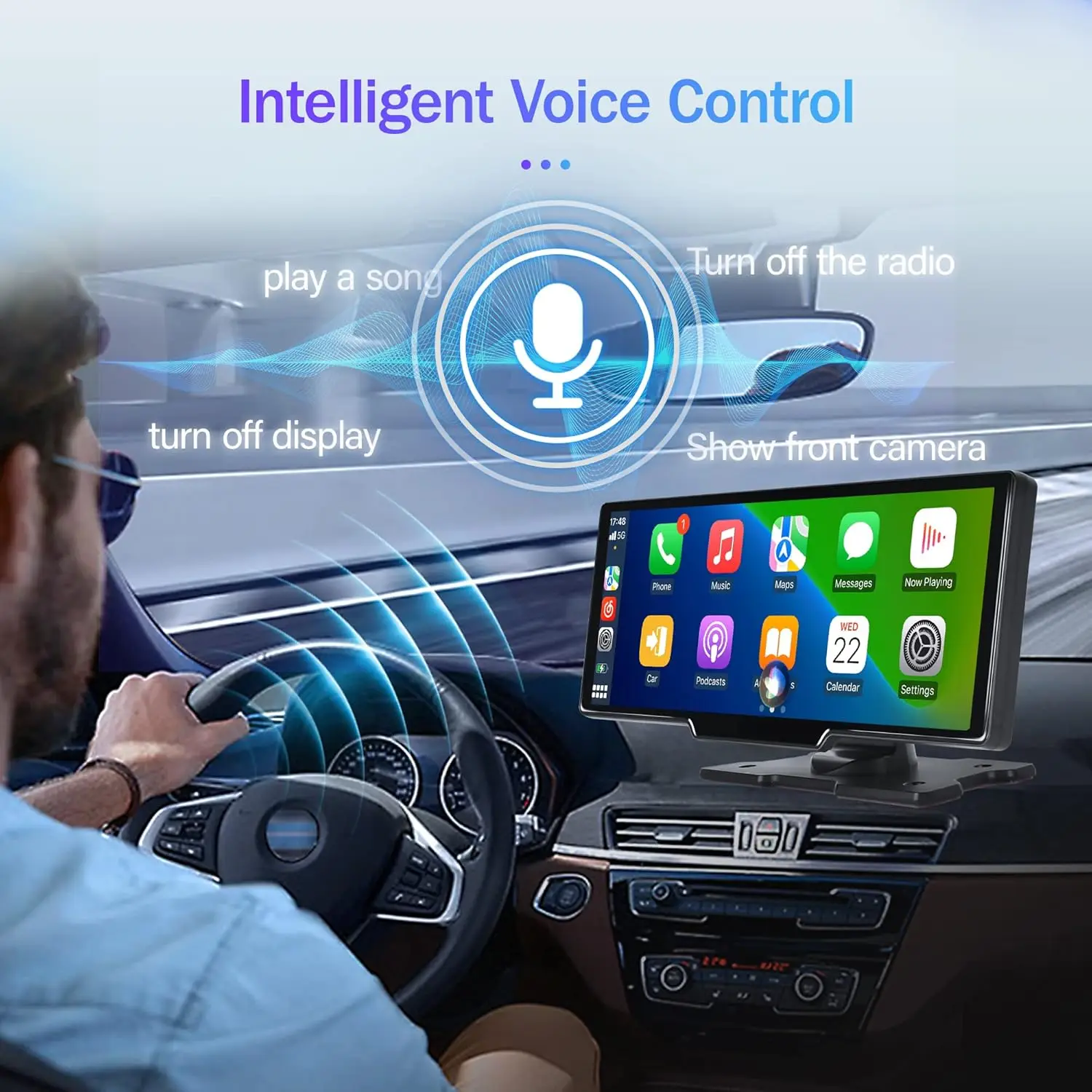 Srnubi 7/10,26 Zoll kabelloser Carplay-Bildschirm für Auto, Android Auto Dash Cam 4K Auto DVR, 1080P Rückfahrkamera, Navigationsvideorecorder, AUX – Detail 5