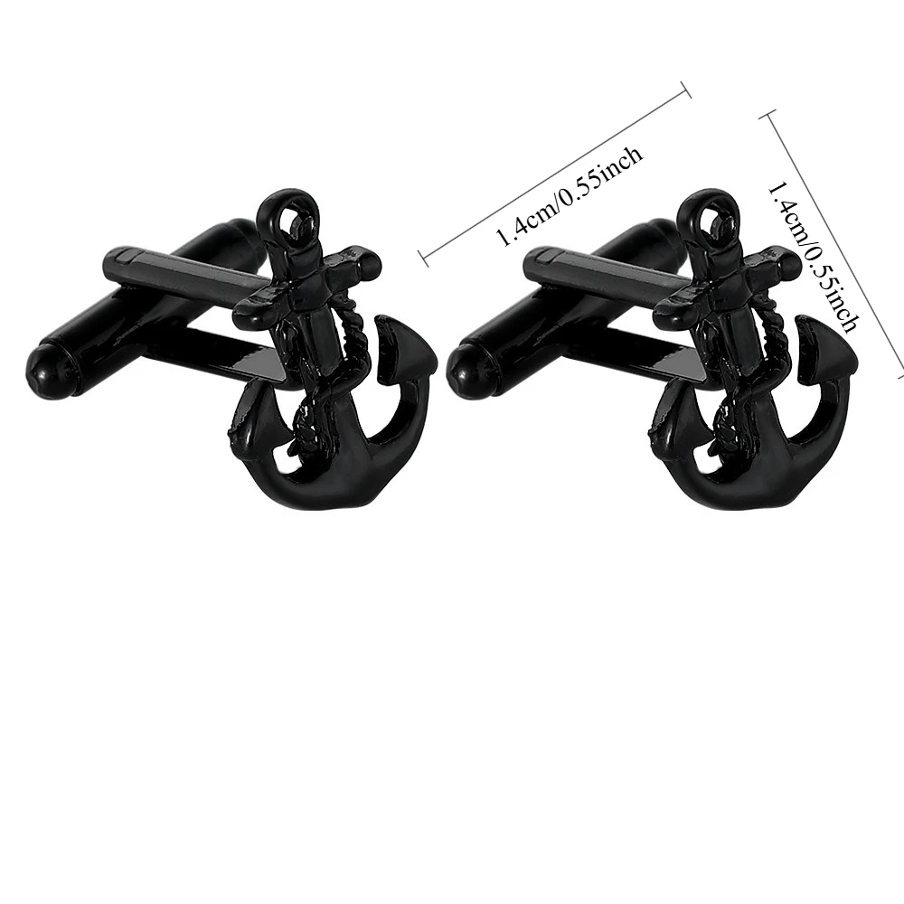 Black Anchor Shaped Cufflinks Men's Business Dress French Shirt Cuff Buckle Personalized Sailing Style Gentleman Accessory Gift