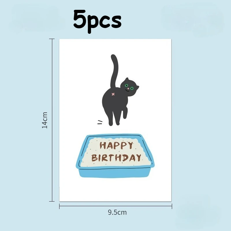 10 قطع/5 قطع من بطاقات عيد ميلاد صندوق فضلات القطط المضحكة - مع رسالة "عيد ميلاد سعيد". |   بطاقة تهنئة فريدة لمحبي القطط