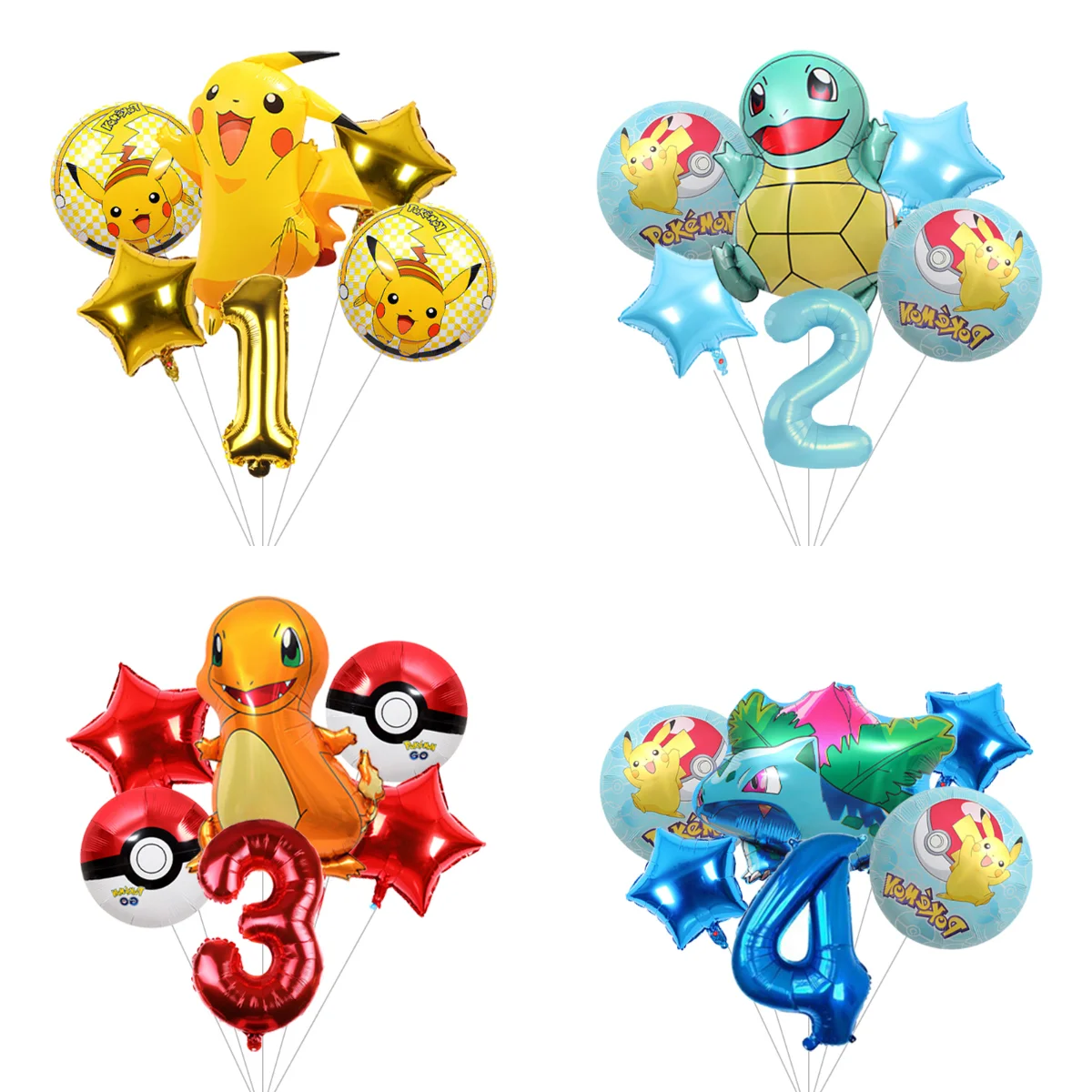 Pokemon Pikachu Ballon-Dekorationsset Cartoon-Charakter Luftballons Geburtstagsparty-Zubehör Set Ballons für Kinderparty-Dekoration