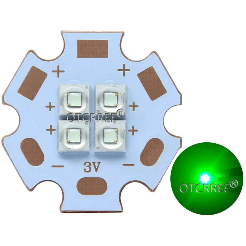 Imagem -05 - Led High Power Emitter Diode Cool Neutro Quente Branco Vermelho Azul e Verde Pcb 4chips 4led 3v 6v 12v 10w 12w 20 mm Cobre Pcb