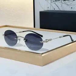 2025 Women Sunglasses Rimless Oval Classic Retro Man Outdoor New Fashion Square Party Brand Designer Luxury Sun Glasses UV400