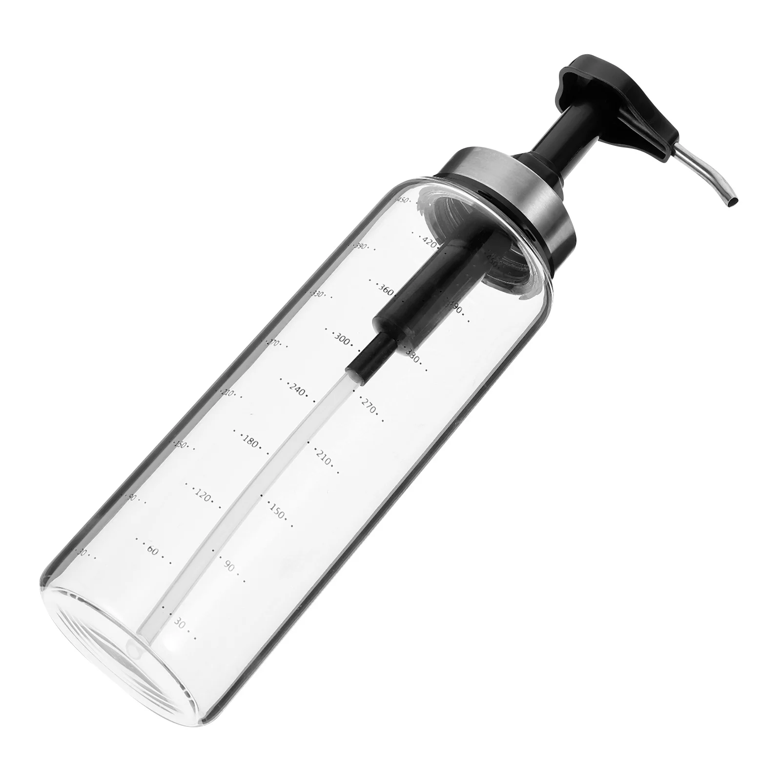 

500Ml Sauce Bottle Glass Stainless Steel Press Bottle Home Kitchen Salad Dressing Ketchup Storage Container Black