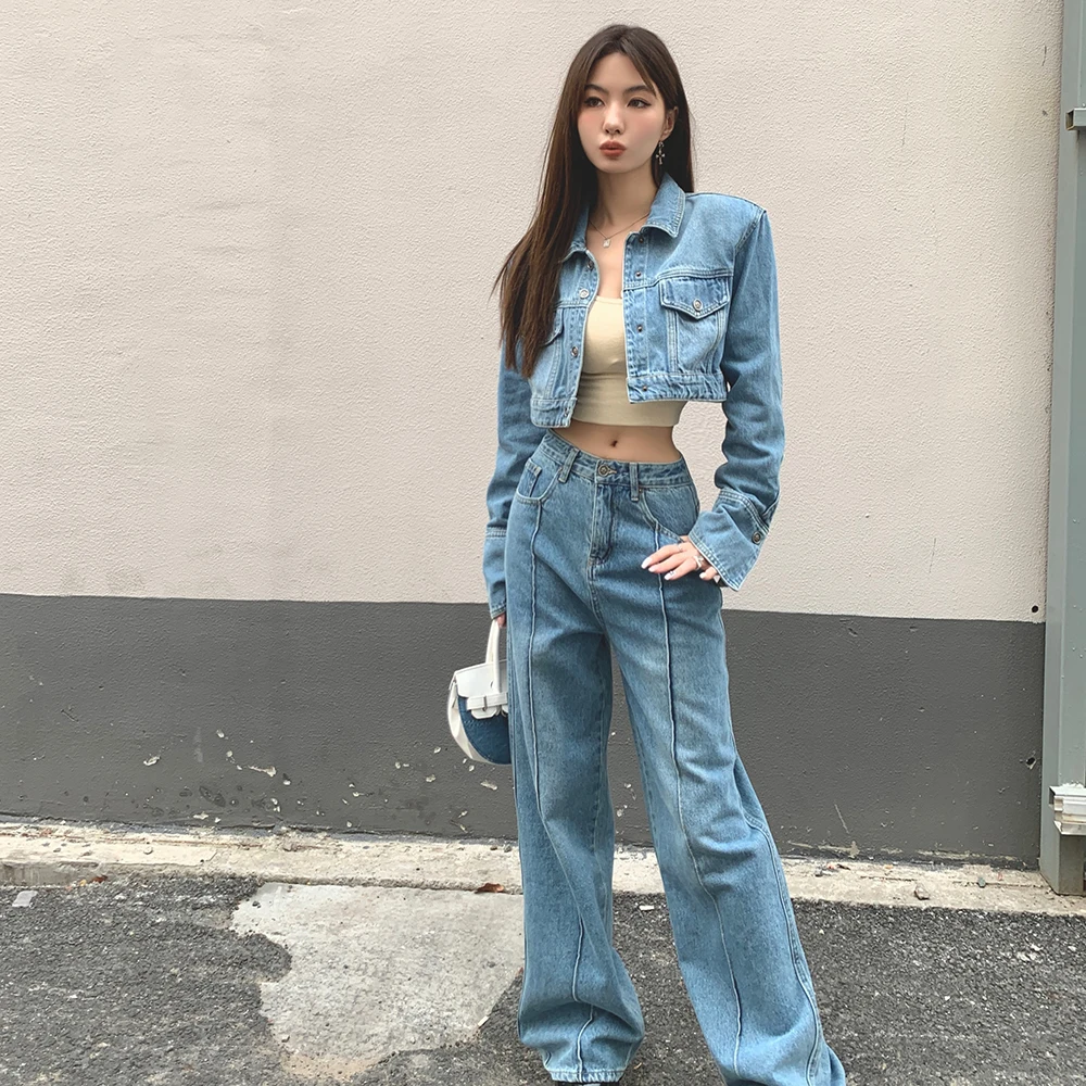 

Spring Autumn Straight Wide Leg Jeans Pants for Women Korean Fashion High Waist Slim Vintage Denim Pants Streetwear Y2k Trousers