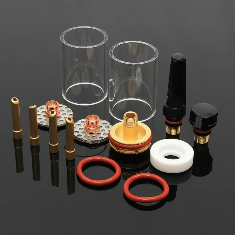 Imagem -05 - Tig Soldagem Tocha Stubby Gás Lens Kit Copo de Vidro Resistente ao Calor Semiautomático Wp17 18 26 2.4 mm 32 O-rings