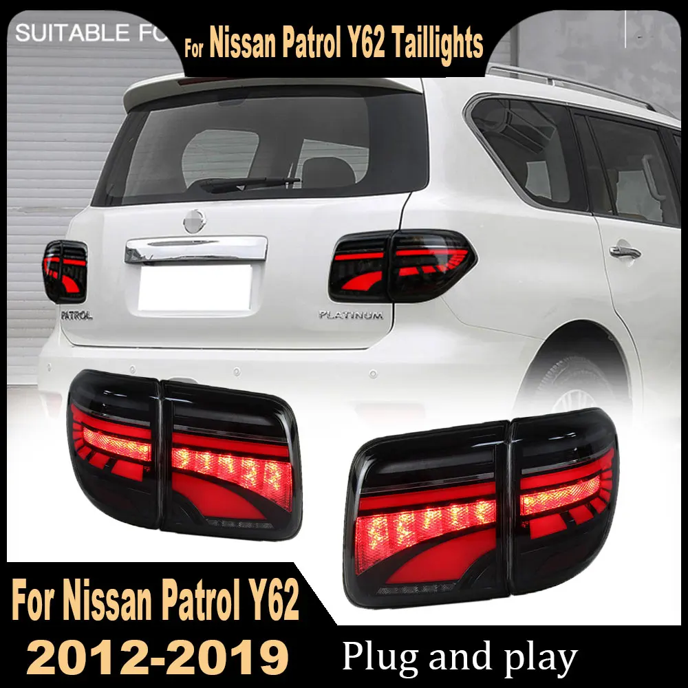 

Автомобильные аксессуары для Nissan Patrol Taillight 2012 2013 2014-2019 Patrol Y62 Задний фонарь Противотуманный тормоз Динамический указатель поворота