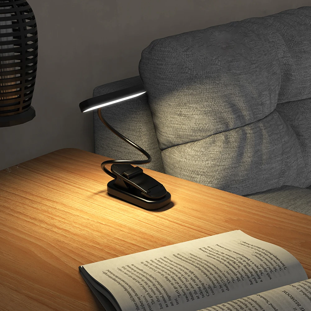 

Светодиодный зажим для чтения с гибкой шеей, прикроватный ночник, сенсорный бесступенчатый затемняющий зажим для книг, лампа для фортепиано, музыка