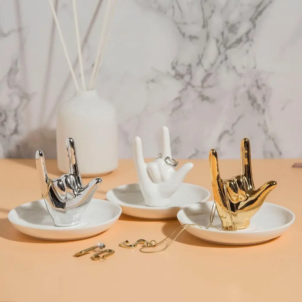 

Display Rack Nordic Gesture Ring Stand Decorative Light Luxury Ceramic Jewelry Plate With Tray Hand Storage Tray Home Decor