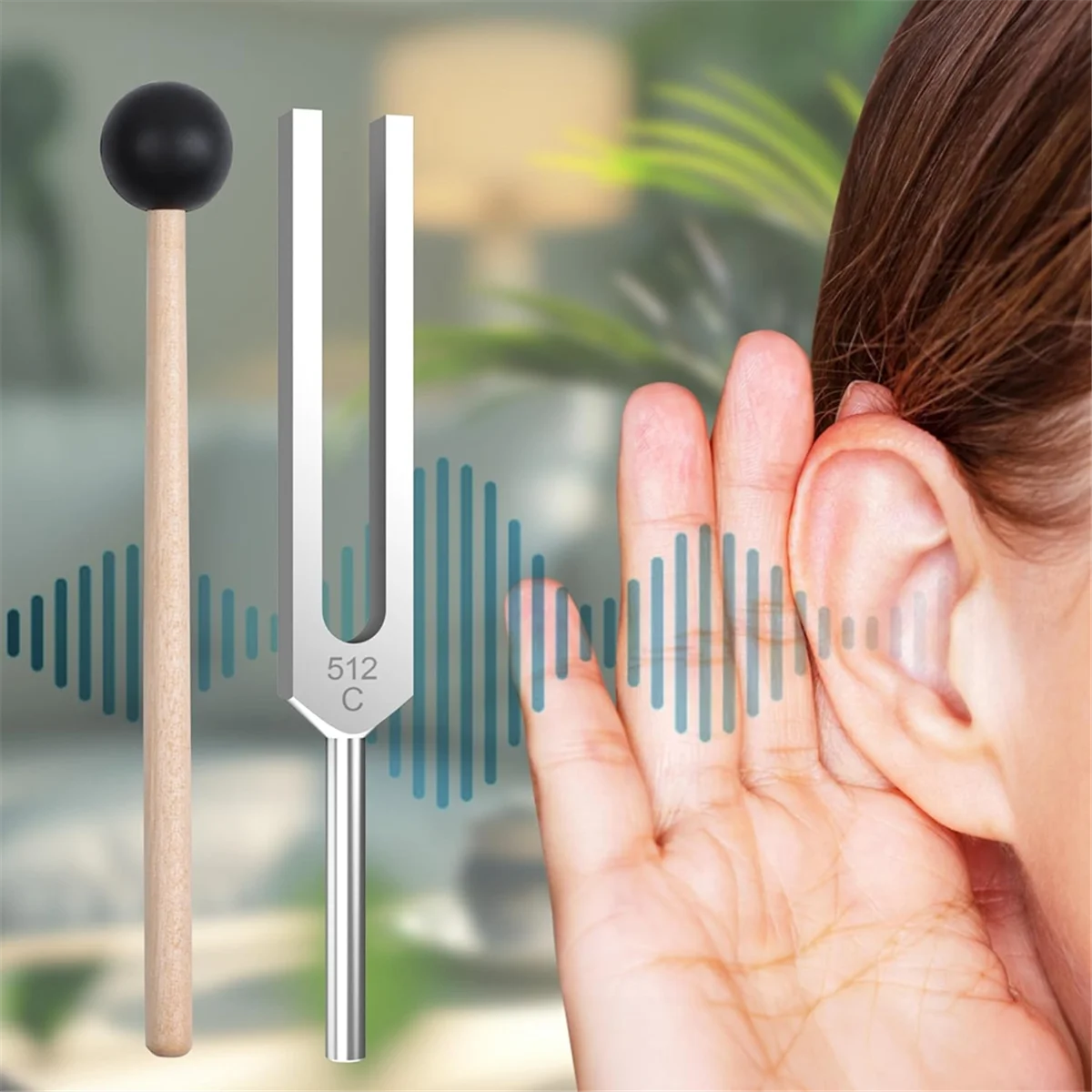 AT53 Juego de diapasones de 2 piezas 512 Hz, diapasones de aleación de aluminio con martillos, para terapia curativa de sonido y yoga