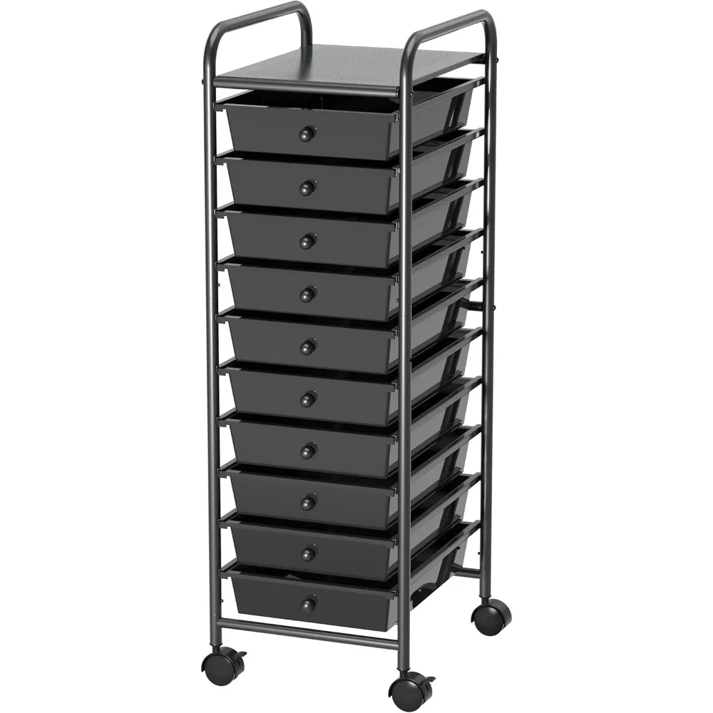 

Utility Cart with 10 Drawers Rolling Storage Art Craft Organizer on Wheels, Trolleys