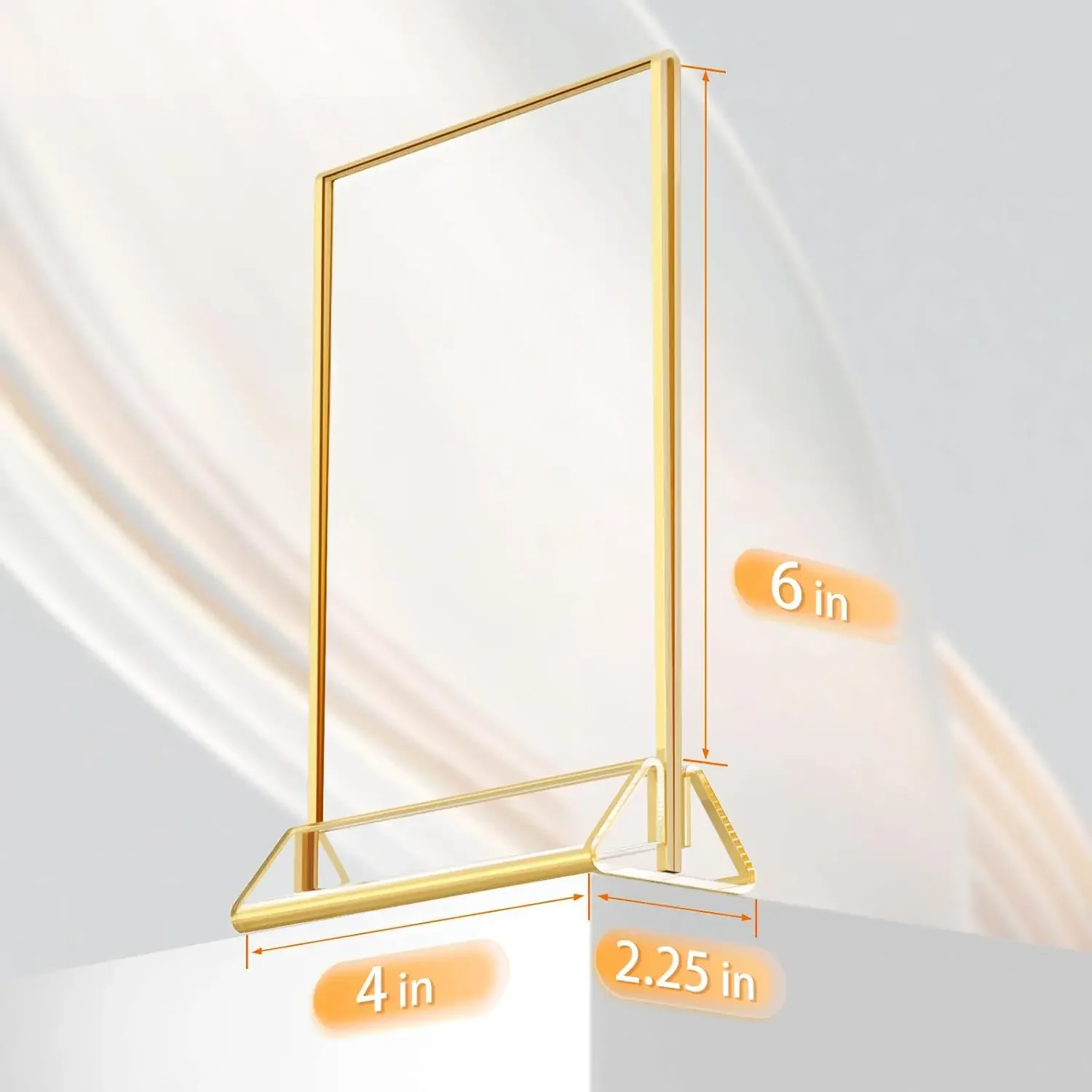 Acrylic Gold Triangle Table Double-Sided Photo Frame Horizontal & Vertical Display Rack Transparent Card Holder Stand