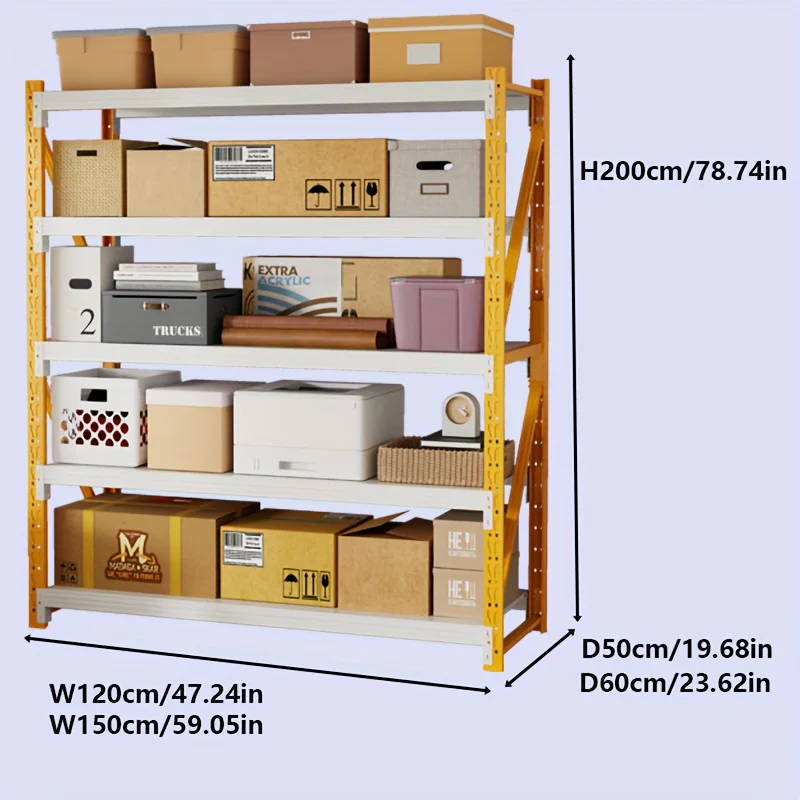 For Orange & White Warehouse Storage Rack Industrial Steel Shelf Orange-White Storage Rack for Garage Industrial Use