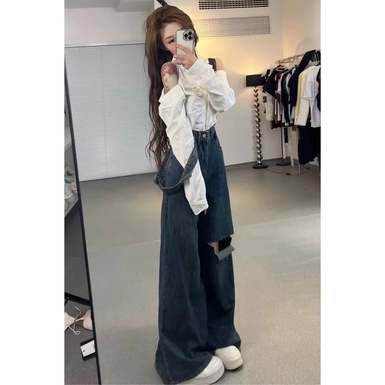 

Women'S Black Jumpsuits Washed Patterns Junior Anklelength Laceup Padded Stitching Mono Slits Highwaisted Allure Cowl