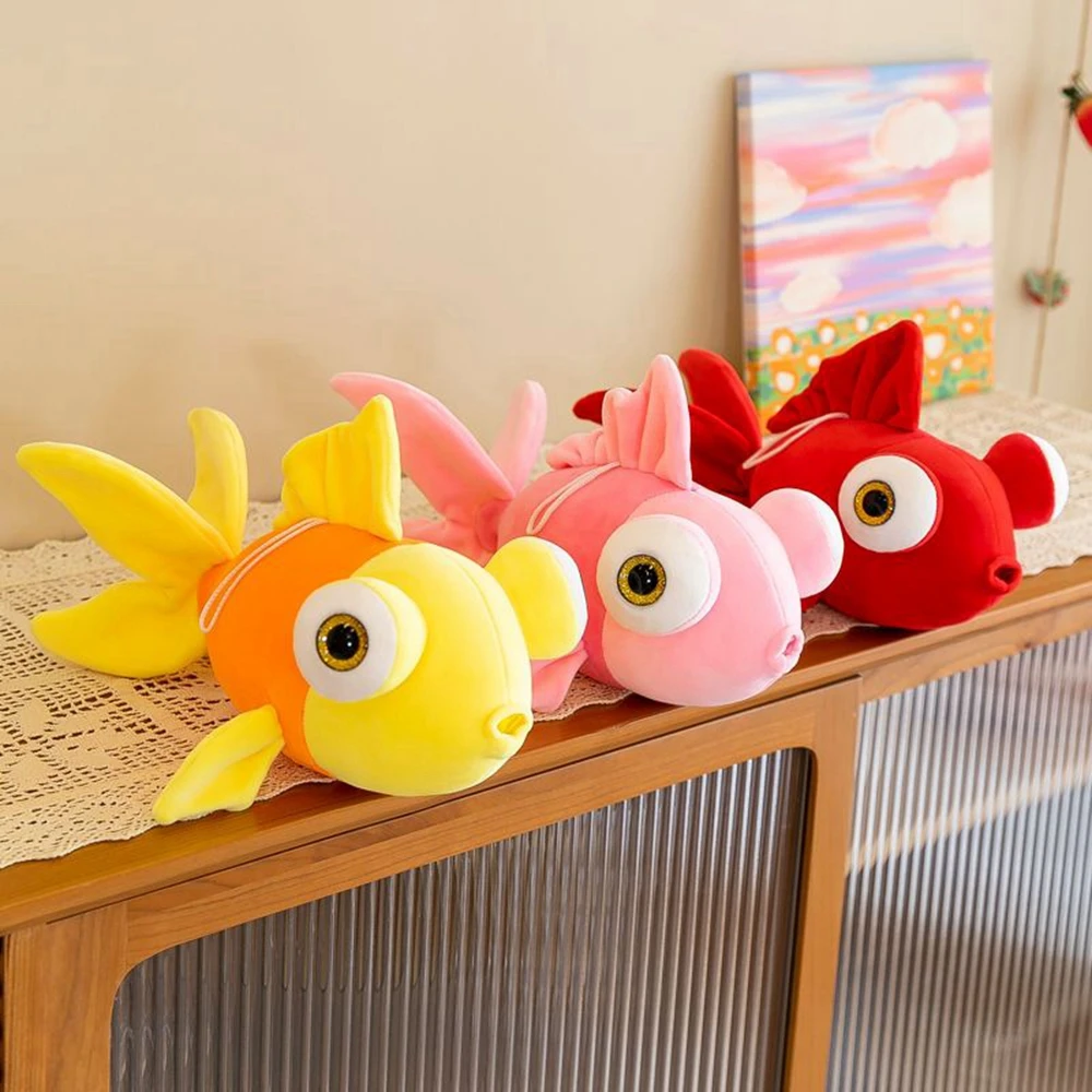 35CM New Cute Goldfish Plush Toy Big Eyes Bubble Toot Beak Simulation Fish Sleeping Doll Children\'s Birthday Christmas Gift