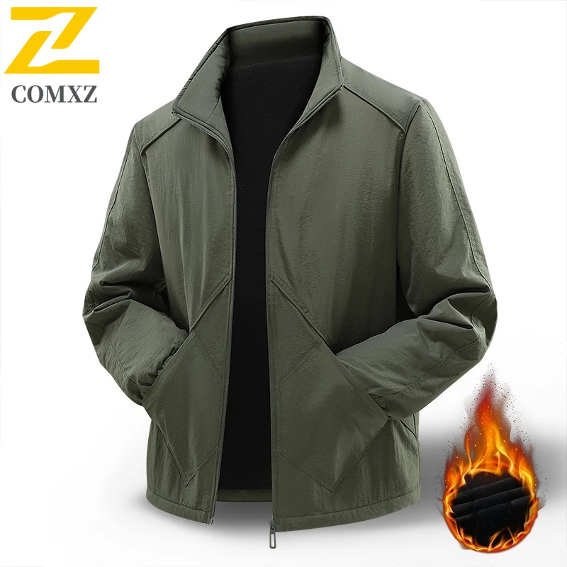 

Роскошная мужская куртка, осенняя ветровка с воротником-стойкой, облегающее легкое деловое пальто, тепе пальто для гольфа на флисовой подкладке