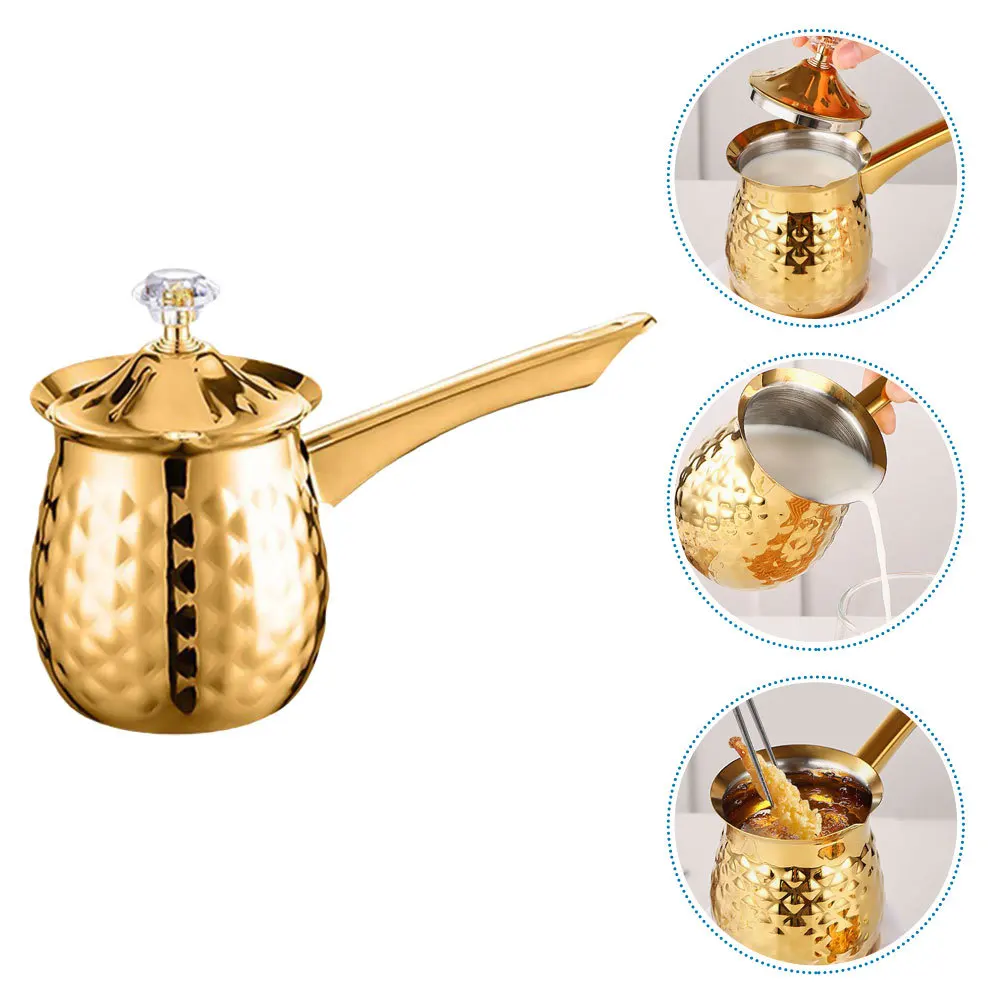 

Traditional Turkish Coffee Pot Vintage Metal Cezve Coffee Maker Stove Warmer Golden 600ml Simple Clean