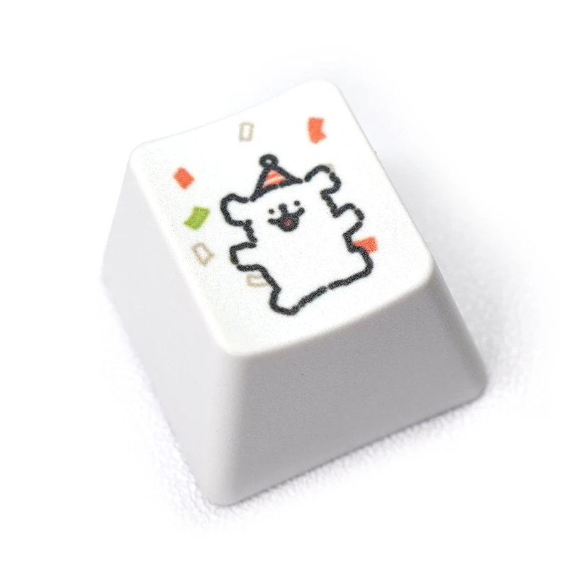 1set PBT Keycaps Schattige Kleine Hond Keycap Persoonlijkheid Dye Subbed Keycaps voor Mx Stem Gaming Mechanische Toetsenborden Wit R4 KeyCaps