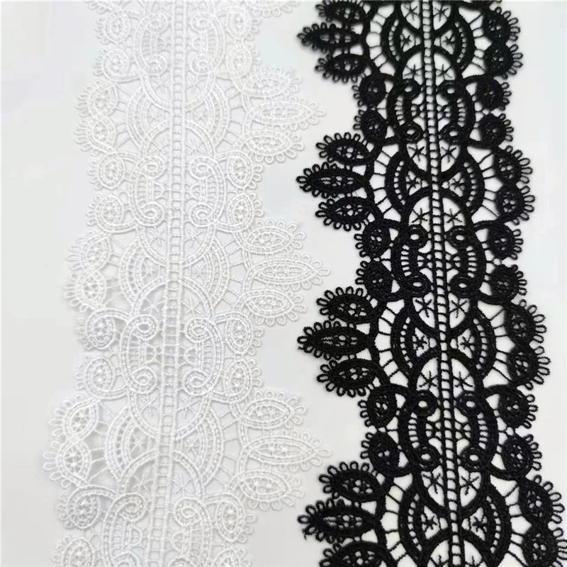 75/82mm Wide Exquisite Polyester Embroidered Flowers Lace 1 yard Material Collar Neckline Trim DIY Sewing Garment Accessories