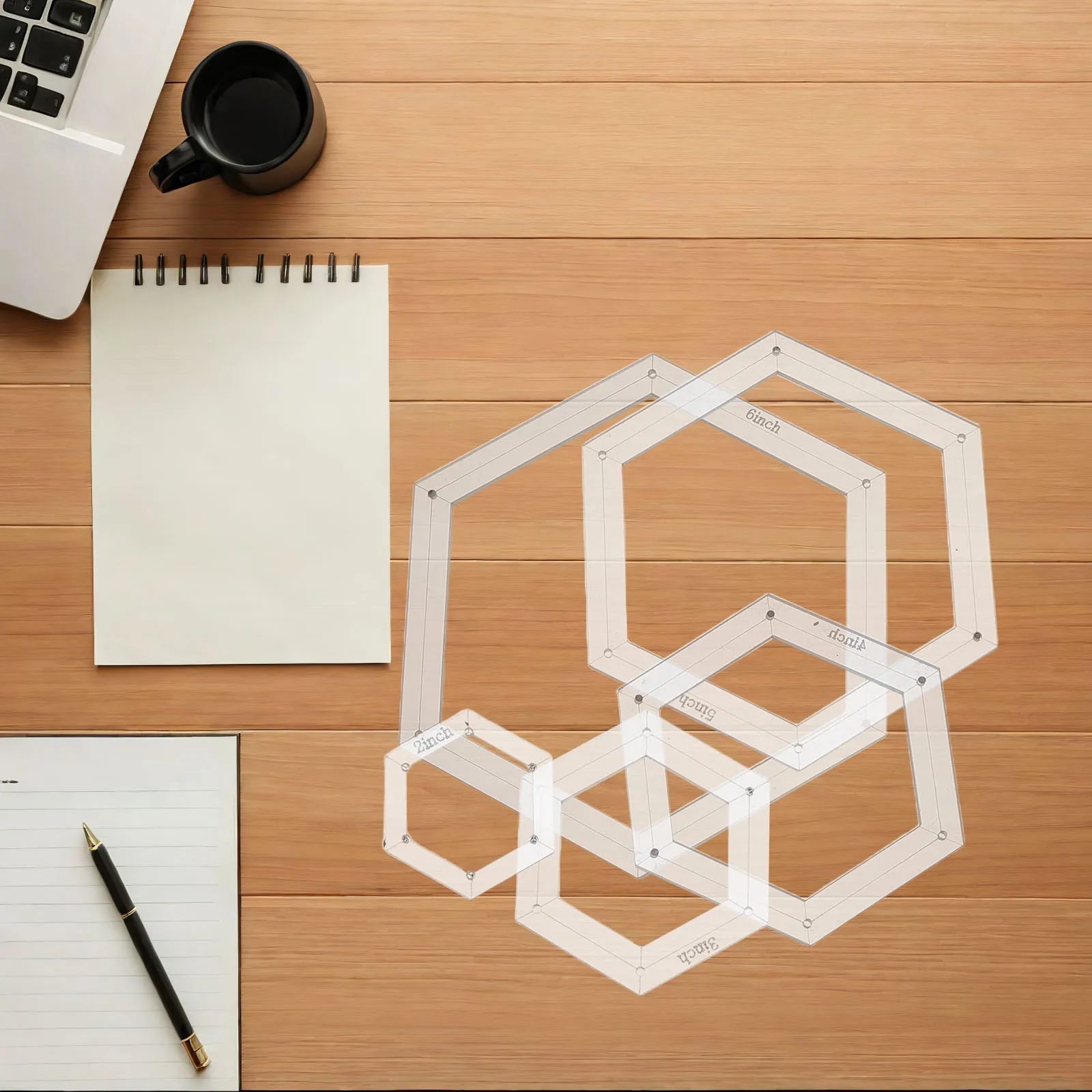 

5Pcs Hexagon Quilting Templates Rulers for Patchwork Sewing Compact Organized Set DIY Craft Enthusiasts Quilting Template Set