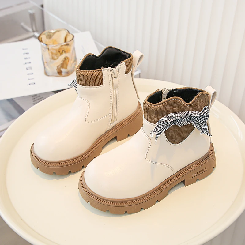 Girls Sock Boots Kids Ankle Boots Non-slip Fashion Bow Elegant Glossy UK Uniform Child School Shoes Casual Socks Boots Princess