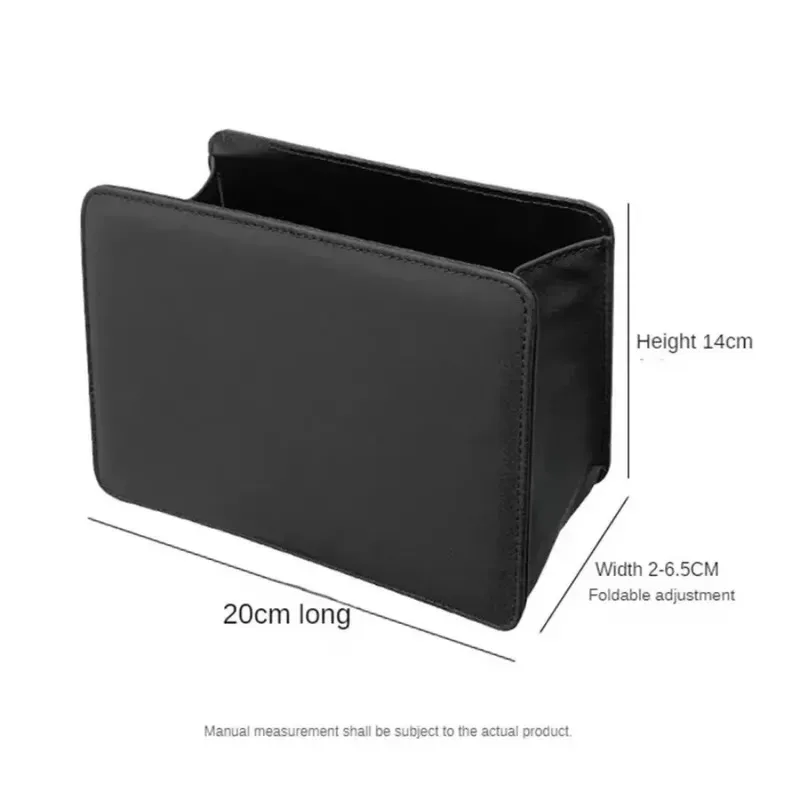 Multifunctional Car Trash Bin PU Leather Solid Color Seatback Hanging Storage Box Foldable Structure Car Door Storage Box view 6