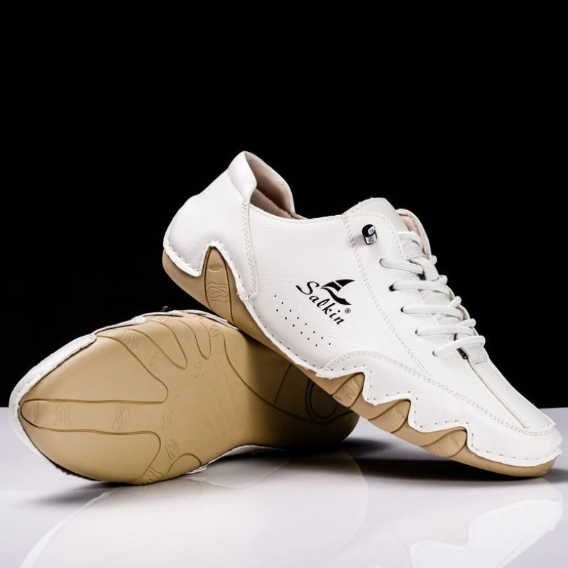 

Мужские весенние кожаные кроссовки-лоферы с мягкой подошвой, нескользящие, на плоской подошве, повседневные, большие размеры, Zapatillas Para Hombre