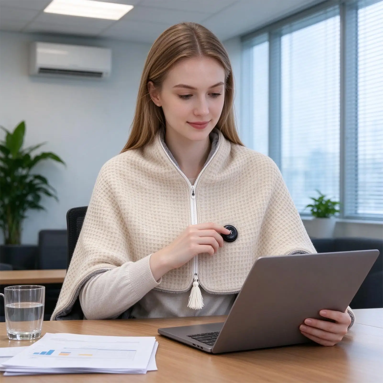 Wearable Heated Blanket USB 3 Levels Electric Portable Winter Warm Shawl with Zipper for Women Office Home Outdoor Gifts