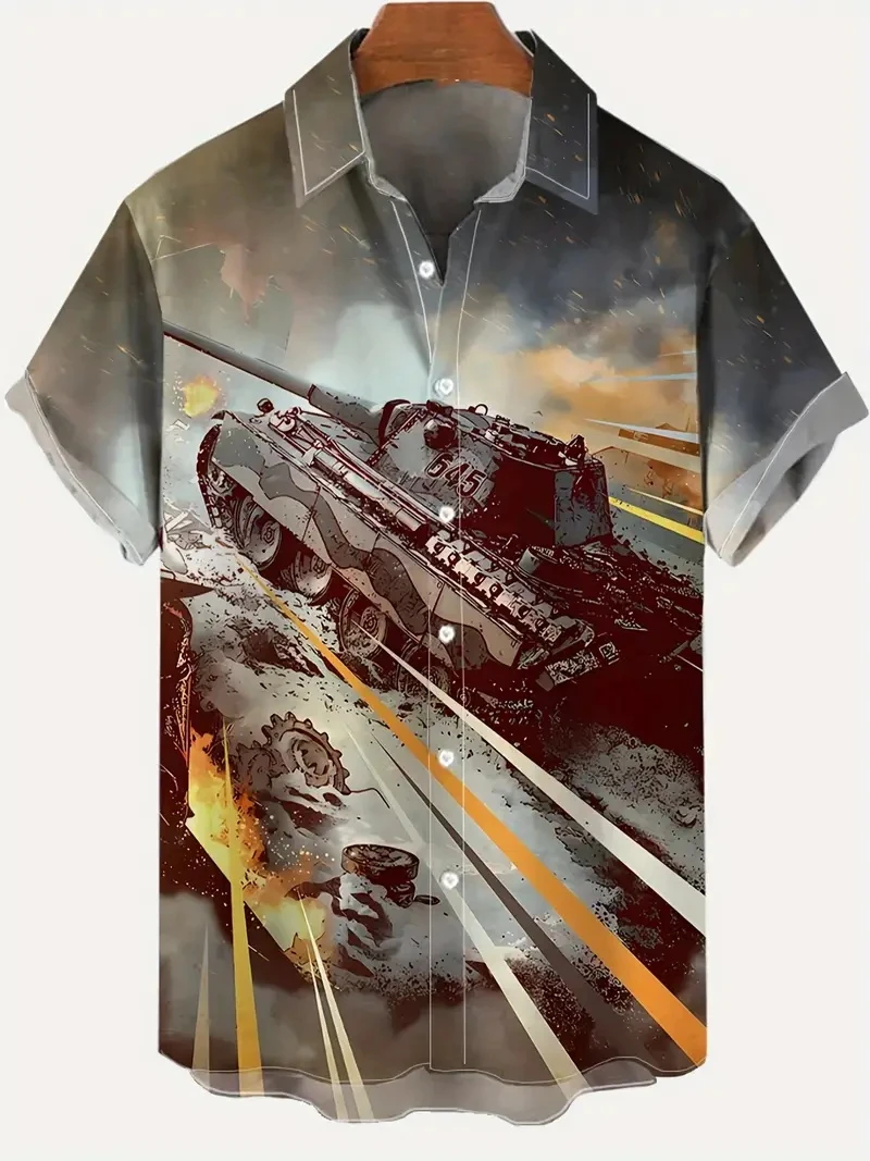 

Men's 3d Printed Tank Airplane Pattern Short Sleeve Shirt Men's Cool Tops Short Sleeve Suitable For Men's Clothing 2025 New
