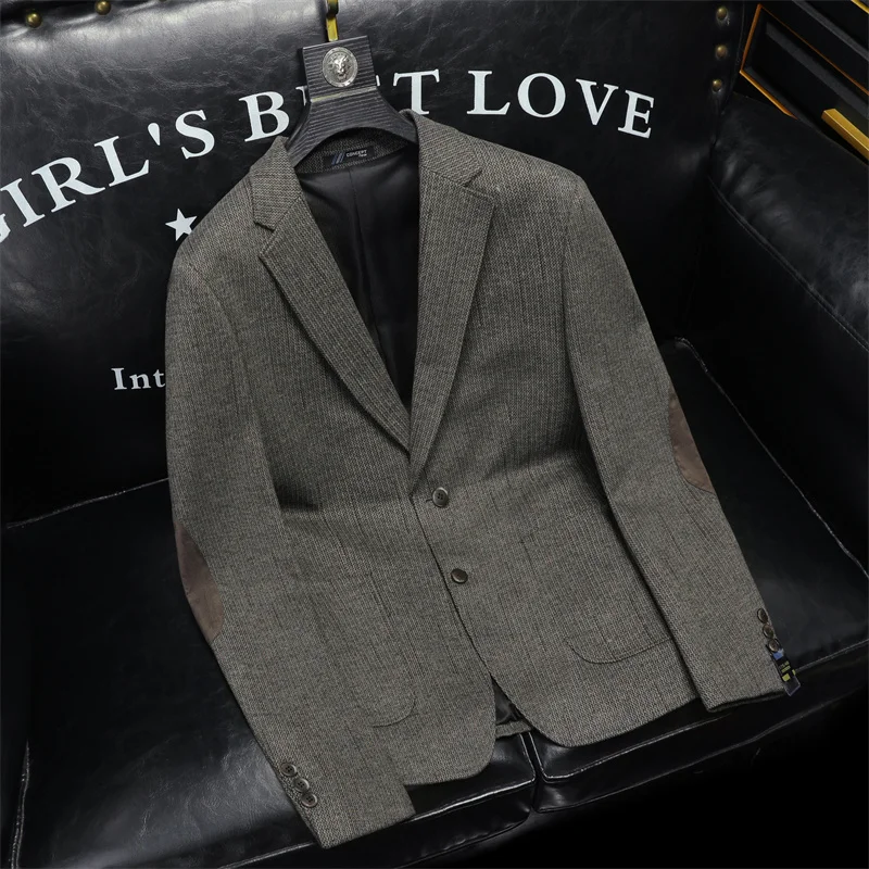 

Мужские пиджаки из смеси вискозы из полиэстера, приталенный крой, драпированный крой, осеннее качество, мягкий удобный изысканный костюм Terno Masculino