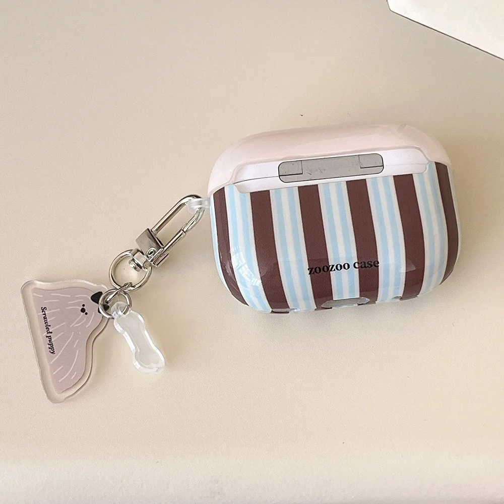 Korea Stripe Earphone Case For Airpods 1 2 3 4 Cover For Airpods Pro 2 2nd Headphone Accessories INS Cute Soft Protection Funda