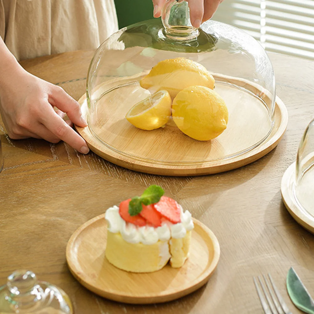 

Glass Covered Cake Pan Food Protective Dome Display Tray Paper Cup Small Dessert Plate with Party