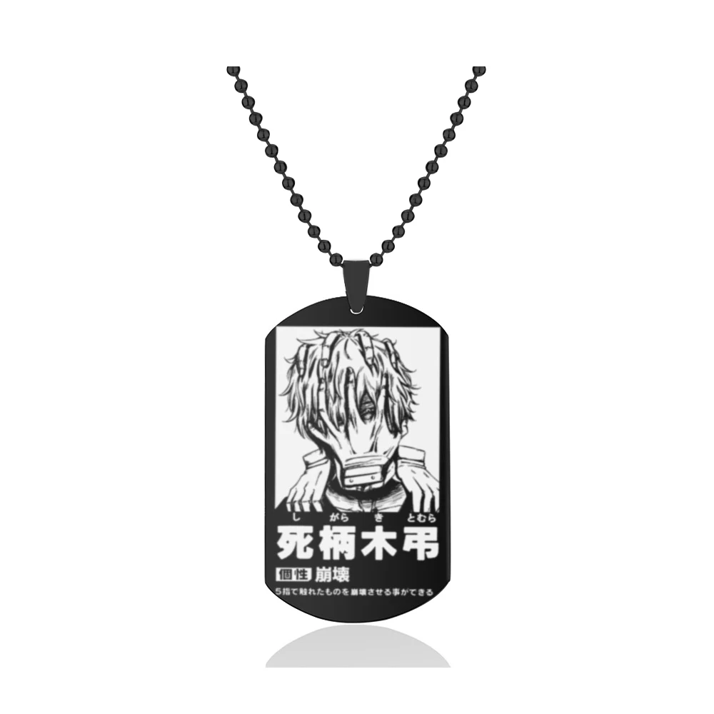 Anime My Hero Academia Necklaces Midoriya Izuku Bakugou Katsuki Rectangle Dog Tags ID Stainless Steel Pendant for Children Fans