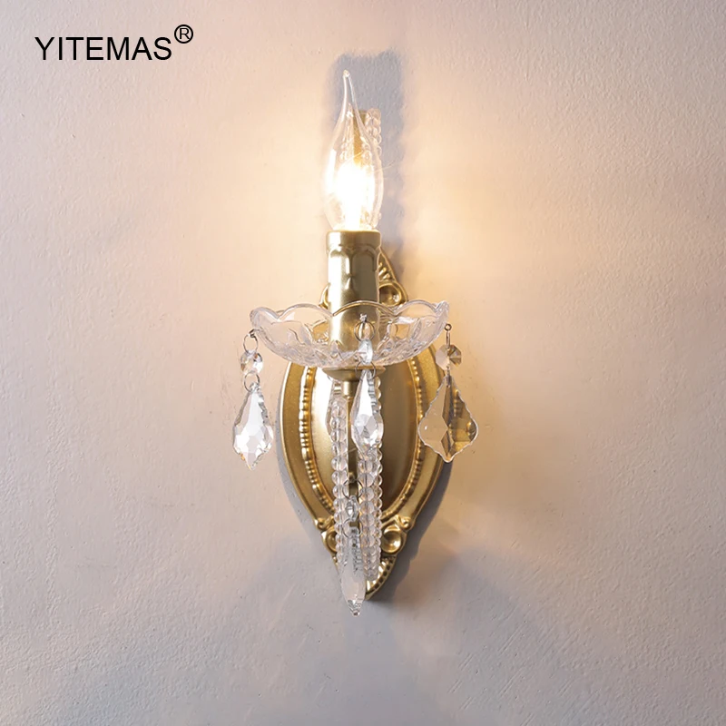 

Luxury Bedside Wall Lamp Gold Crystal Wall Sconce Hallway Wall Lighting Staircase Living Room Interior Light Fixture E14 85-265V