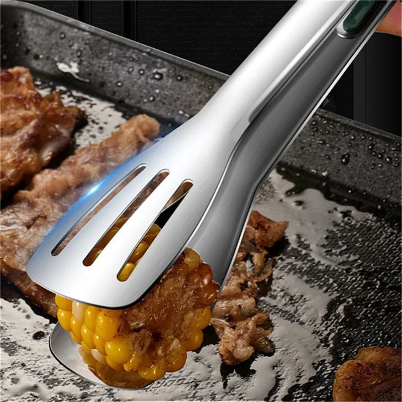 

P4-Bbq Tongs Non-Slip Handle Stainless Steel Fried Barbecue Clip Salad Bread Clamp Kitchen Tool Meat Food Clips Easy To Use