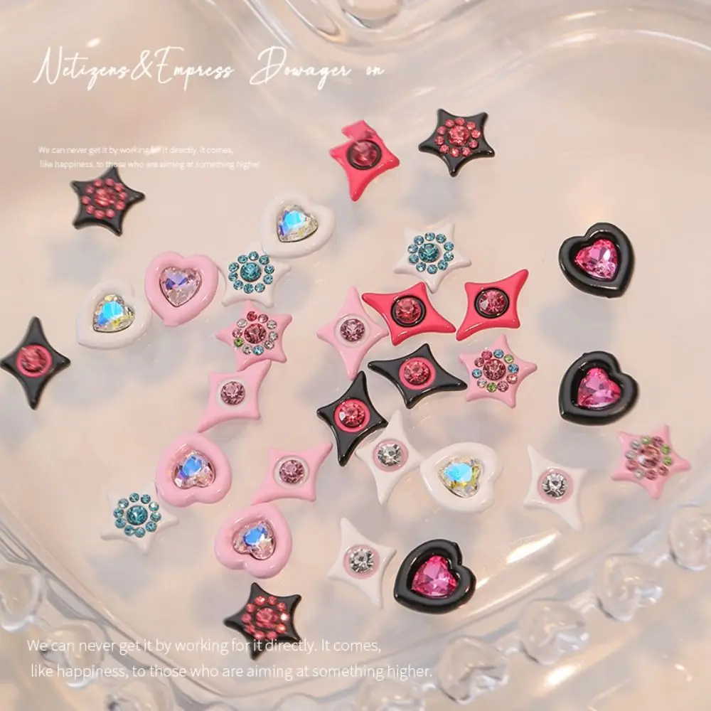 Y2K Style Nail Art Decorations 3D Inlaid Rhinestone Nail Art Accessories Love Star Shaped Sweet Cool