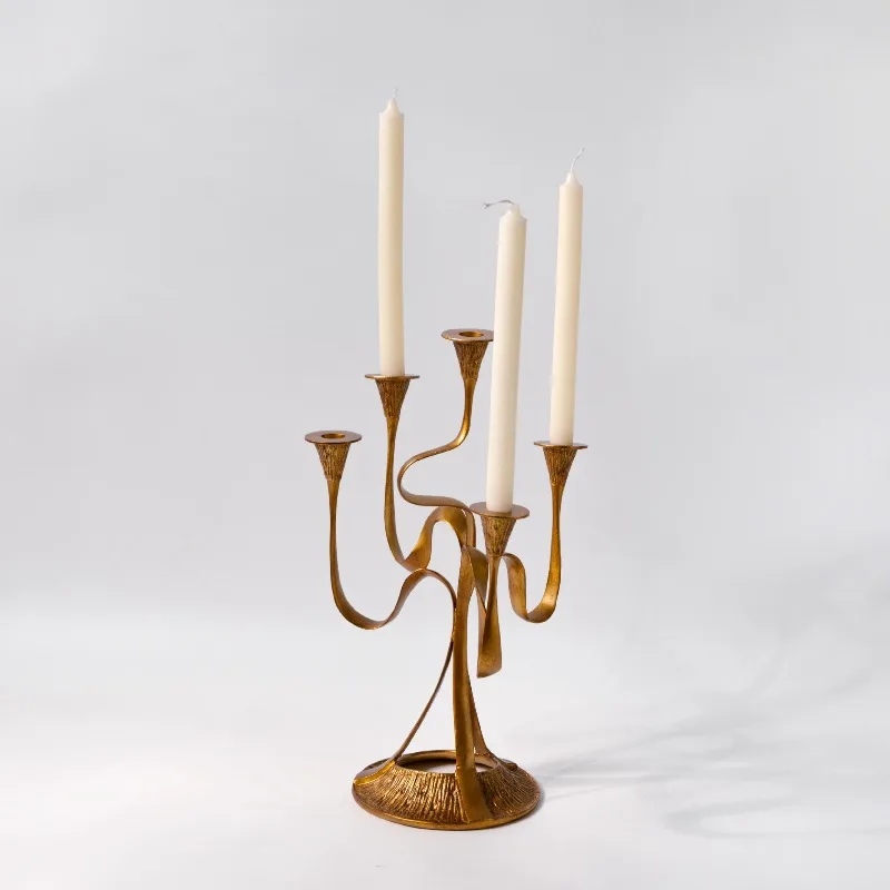 Metal Candle Holders Table Center Candle Containers Elegant Wedding Centerpieces Candelabro Vintage Luxury Home Decoration