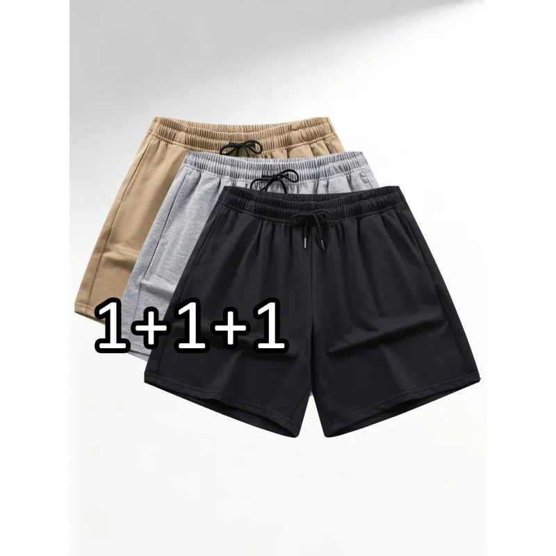 

3-Pack Men's Sports Running Shorts Summer Solid Color Casual Sports Shorts Sweatpants Wide Leg Fishing Track Suits Man Football
