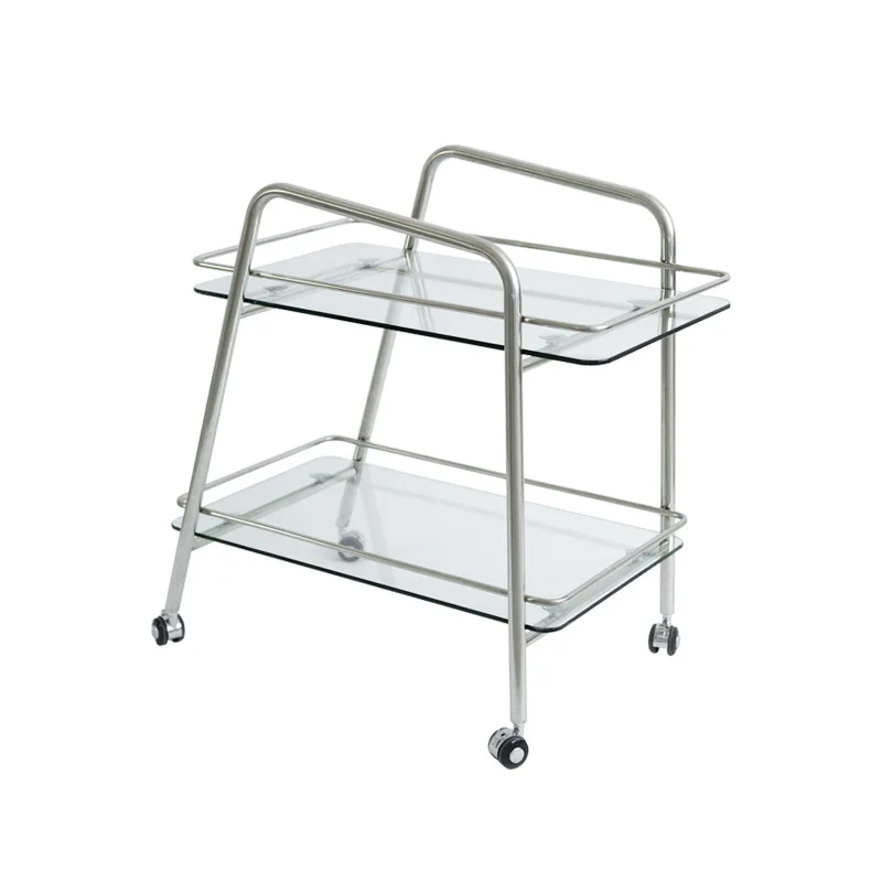 

Nordic household stainless steel mobile cart creative coffee table ins multi-layer storage rack with wheels mini side table