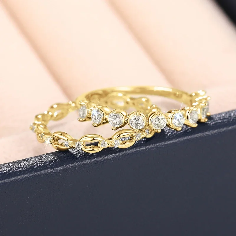 Huitan Zarte Charms, 2 Teil/Set, Ringe, schlicht, stilvoll, hell, Zirkonia, Finger-Accessoires für Frauen, trendiger Schmuck für Party