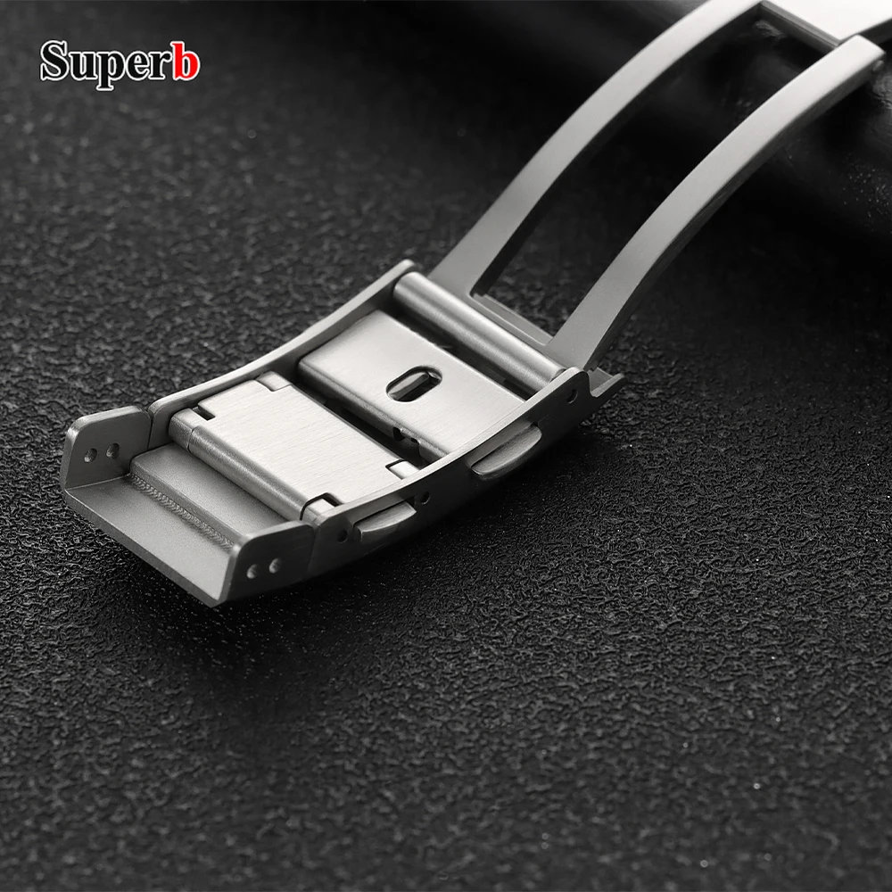 316L مطحونة المشبك ساعة المشبك 16/18/20/22 مللي متر نحى الفضة الفولاذ المقاوم للصدأ للطي سلامة استبدال نشر مشبك ساعة #3