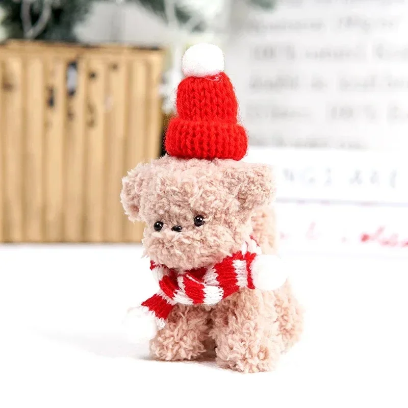 Mini Christmas Knitted Hat & Scarf Small Santa Costume for Cat Rabbit Doll Lollipop Bottle Cap DIY Xmas Party Dinner Decoration