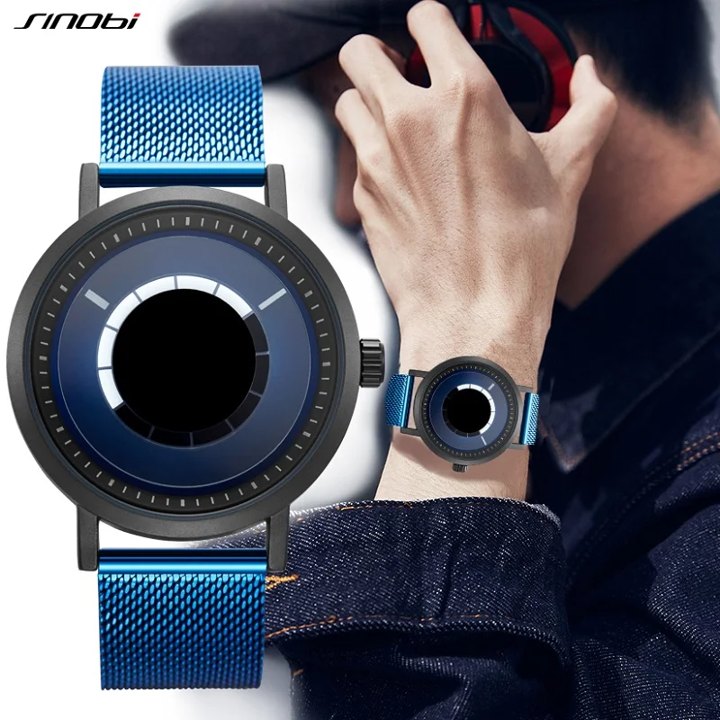 

SINOBI Creative Original Design Men's Watches Fashion Stainless S Man Quartz Wristwatches Blue Top Brand Male Relogio Masculino