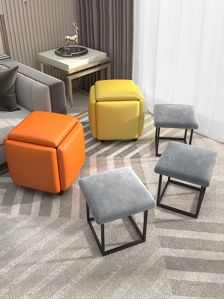 5pcs Rubik's Cube Stool Combination Household Sofa Small Bench Stacking Can Be Stored Multi-function Chair